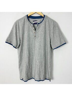 Johnnie-O Gray Henley T-Shirt Short Sleeve Gray Size Medium Men's
